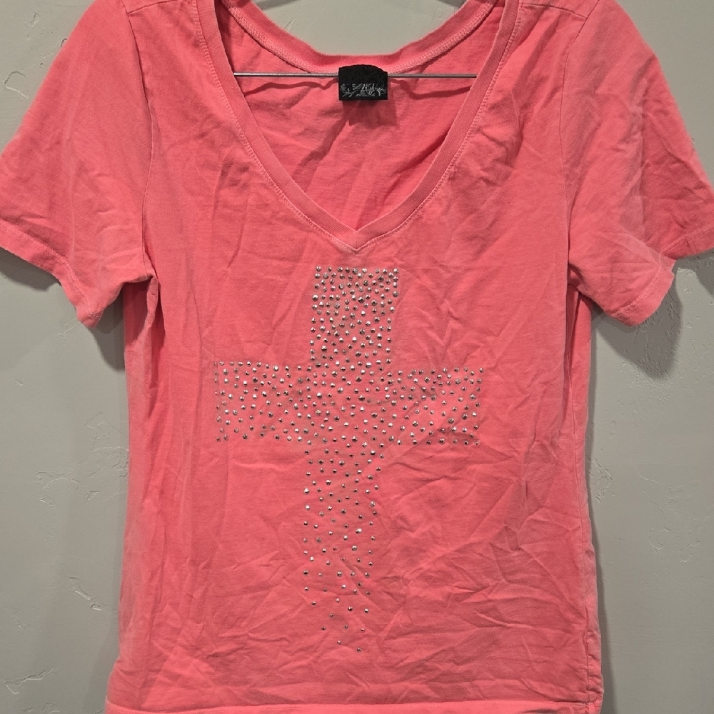 Daytrip Pink Graphic Embellished Short Sleeve Tee